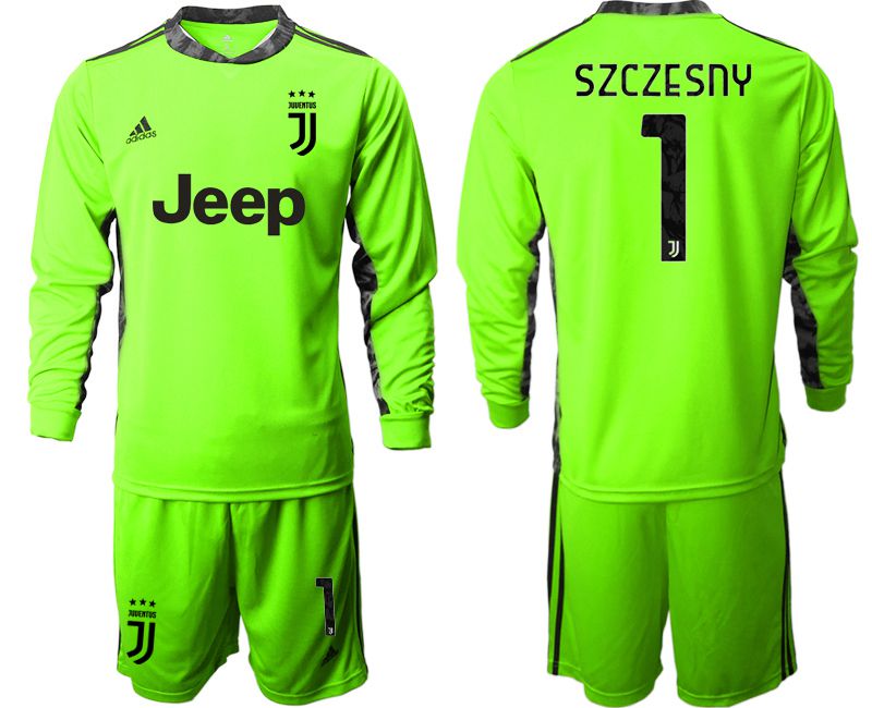 Men 2020-2021 club Juventus FC fluorescent green goalkeeper long sleeve #1 Soccer Jerseys->juventus jersey->Soccer Club Jersey